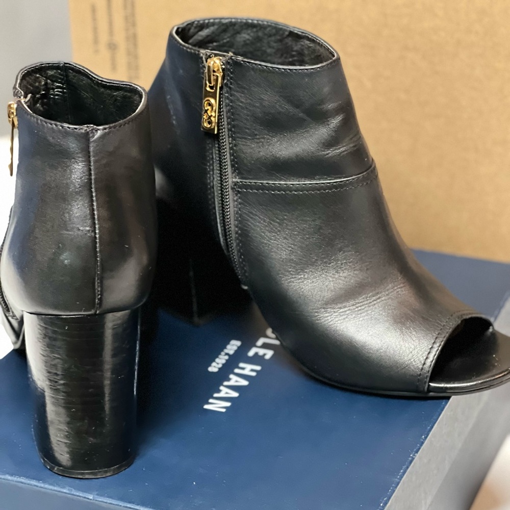 Cole Haan Black Peep Toe Booties